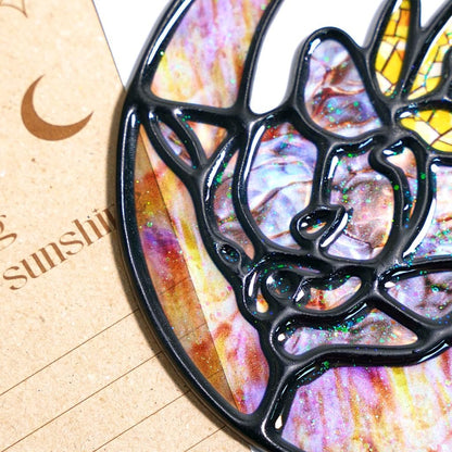 Moon Handmade Artisan Resin Sun Catcher Stained Glass Effect Christmas Window Hanging Ornament Garden Decor