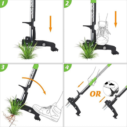 4-Claw Weed Puller Tool Stand Up Heavy Duty, 40'' Long Weeding Tool with Long Handle Stainless Steel Claws Gardening Weed Pulling Tool for Lawn and Garden [ 2024 Upgrade Version]