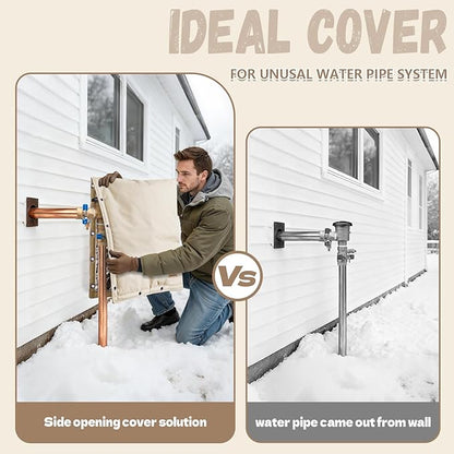 Backflow Preventer Insulation Cover - 2 Way Opening Pipe Insulation Cover for Irrigation Valve, Sprinkler Cover for Outside - Winter Freeze Protection Backflow Cover - 16" W x 20" H, Beige