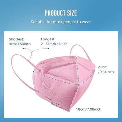WWDOLL KN95 Face Mask 50 Pack, 5-Layers Breathable KN95 Masks, Pink