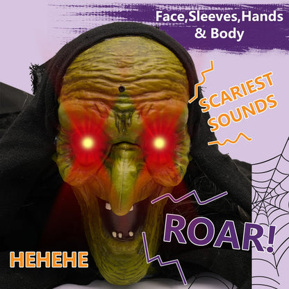 Halloween Outdoor Decoration, Grounderbreaker Zombie Witch with Flashing Eyes Creepy Sound,Scary Crawling Halloween Props Décor Best Halloween Decorations, Haunted House Outdoor, Lawn, Yard Decor