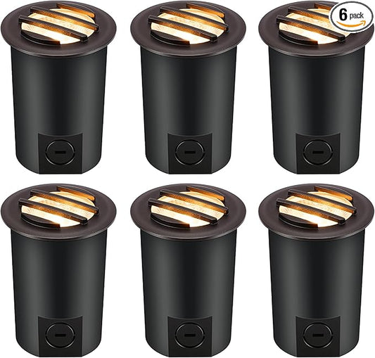 [6 Pack]CLOUDY BAY 9W Low Voltage Landscape Lights,LED Well Lights,Grated Top,12V-24V Waterproof Outdoor,2700K/3000K/3500K/4000K/5000K In Ground Lights for Fence Pathway Deck,Transformer Excluded