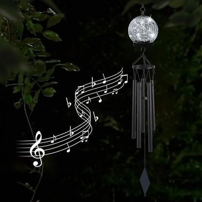 Garden Wind Chimes Outdoor, Solar Hanging Glass Ball Wind Chimes with 15 Cool White LEDs 42 Inch Large with Unique Memorial Sympathy Wind Chime Outside Garden Decor as a Gift for Patio, Porch, Balcony