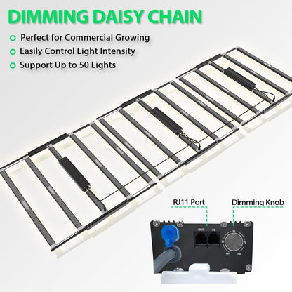 A ANLEOLIFE Stretchable LED Grow Lights with Samsung LM301H EVO Diodes 730W Full Spectrum Dimmable Daisy Chain 5x5ft Coverage Bar Style Commercial Growing Lamp for Greenhouses Plants