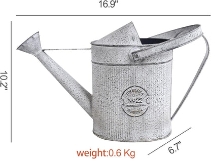 Vintage Metal Watering Can with Handle Rustic Farmhouse Watering Can Flower Pot Distressed Decorative Planter for Indoor Outdoor Garden Balcony Courtyard (Gray#2)