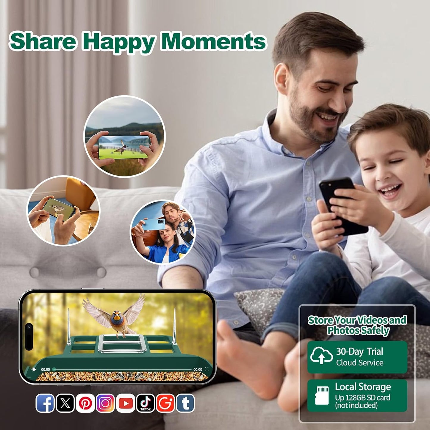 Bird Feeder with Camera,Smart Birdwatching Camera with Solar Powered,AI Identify Species,Instant Notifications,FHD Live View,Auto Record Video in Backyard,Ideal Gifts for Family and Bird Lovers