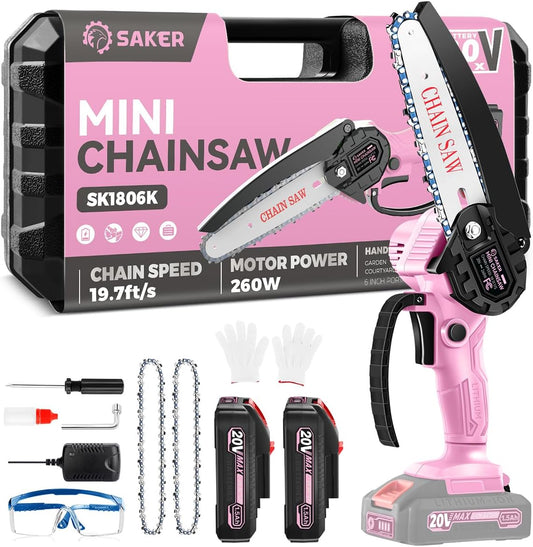 Saker Mini Chainsaw|6 Inch Chainsaws[2025 Upgraded]|Mini Cordless Electric Chain Saw|Small Handheld Portable Chain Saws Battery Powered Chain Saw for Tree Trimmer and Garden