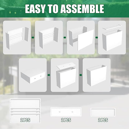 Large Metal Planter Box for Outdoor 30" Lx10“Wx24”H, Tall Rectangular Planters for Outdoor Patio/Porch/Cafe, All-Weather Durable Galvanized Steel, Modern Design for Plants, Flower,Garden, White