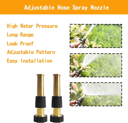 Hourleey 2 Pcs 5" Heavy Duty Brass Nozzles, Brass Jet Sweeper Garden Hose Nozzle, 3/4" GHT Nozzles for Garden Watering, Car and Pet Washing