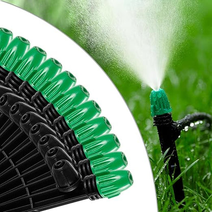1/4" Drip Irrigation Spray Emitters Leak-Proof 30PCS Adjustable Spray Emitters with Lock Barbed 6" Sturdy Stake for (4-7mm) Garden,Raised Garden Bed,Greenhouses(30PCS Misting)