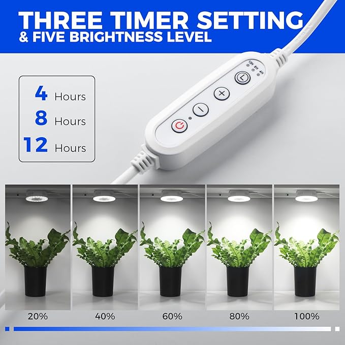 Barrina Orbgrow OG09 Puck Grow Light, 5000K 54W(6 x 9W, 810 Watt Equiv), Full Spectrum Plant Light for Indoor Plants, Magnetic & Linkable with Timer, 5 Levels Dimmable for Plant Shelf, 6 Packs