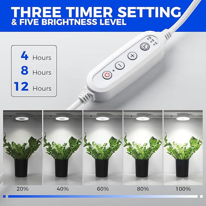 Barrina Orbgrow OG09 Puck Grow Light, 5000K 54W(6 x 9W, 810 Watt Equiv), Full Spectrum Plant Light for Indoor Plants, Magnetic & Linkable with Timer, 5 Levels Dimmable for Plant Shelf, 6 Packs