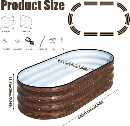 Raised Garden Bed, Raised Beds for Gardening Outdoor for Vegetables and Flowers Ground Planter Box, Galvanized Metal Planter Grow Garden Box，4x2x1ft