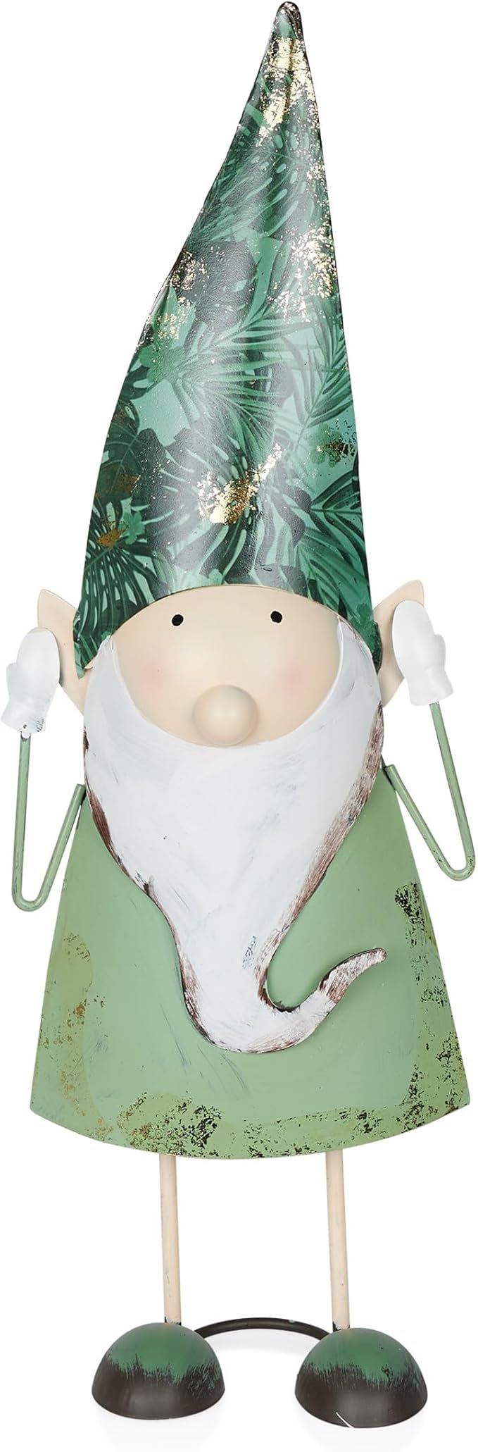 Alpine Corporation - 19" Tall Outdoor Garden Gnome Yard Decoration - Metal Statue with Hear No Evil Expression - Durable, Weatherproof Lawn Sculpture for Patio, Deck, Yard