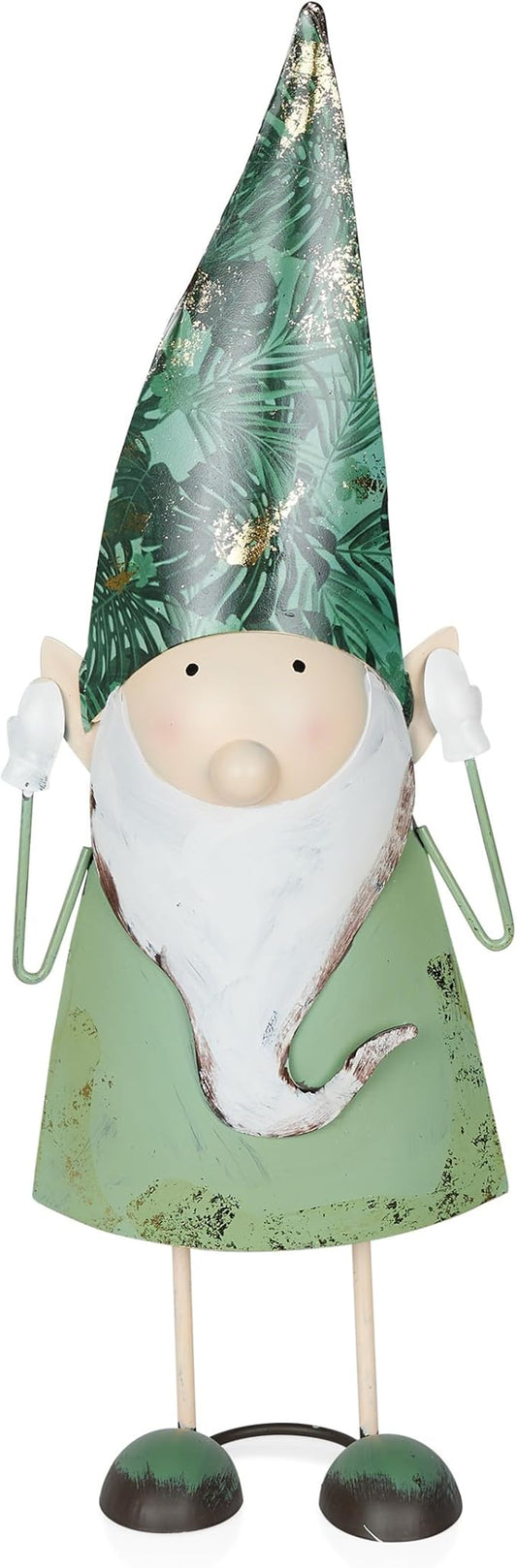 Alpine Corporation - 19" Tall Outdoor Garden Gnome Yard Decoration - Metal Statue with Hear No Evil Expression - Durable, Weatherproof Lawn Sculpture for Patio, Deck, Yard