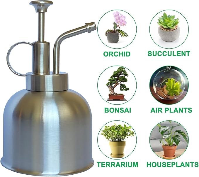 Stainless Steel Plant Sprayer, Small Watering Can for Indoor Potted Plants