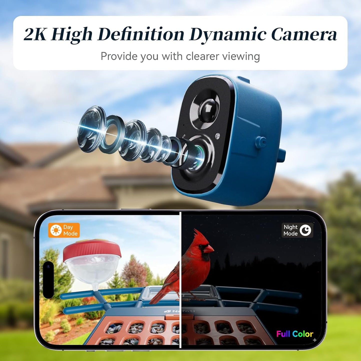 Smart Bird Feeder with Camera, AI Identify Birds, 2.4GHz/5GHz, Solar Powered, Squirrel Proof, Instant Notifications, 2K Live View Camera Bird Feeder for Outdoor