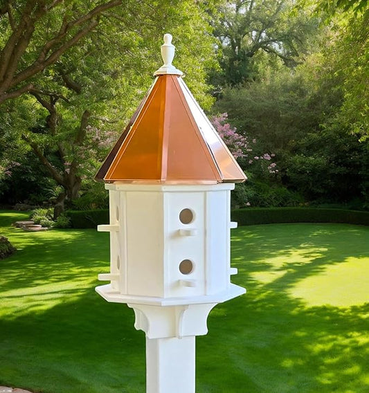 Amish Handmade Birdhouse with Copper Roof 8 Compartments, Bird Watching (8 Compartments)