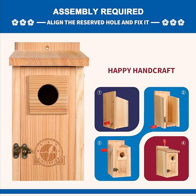 Bluebird Houses for Outside, Blue Bird Houses for Outdoors, Premium Bird House, Pack of 2 Bluebird House, Wooden Birdhouses Kits for Adults for Durable Yard Decor