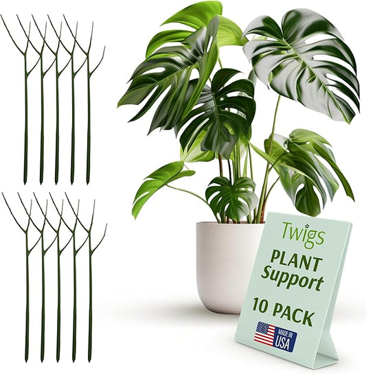 Plant Support Stakes, Stem Holder Structures for Indoor & Outdoor Use, Garden Accessories for Climbing & Potted Plants, Trellis Alternative - Monstera (Dark Green), 10 Pack, 22" L, Original