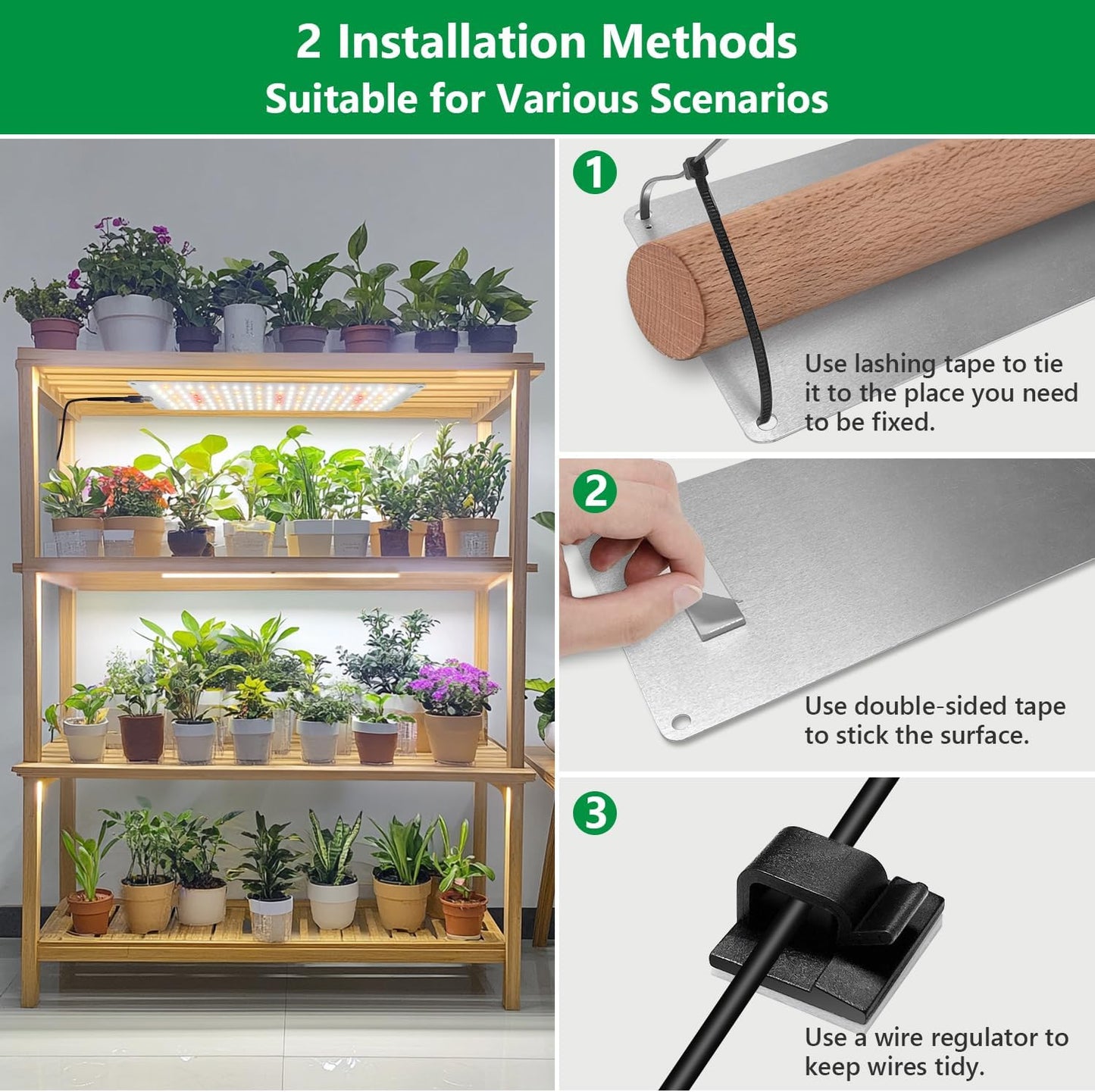 Grow Lights for Seed Starting, 552 LED Full Spectrum Plant Light Panel for Growing Indoor Plants, Slim Grow Lamp with UL Adapter, 6/12/16H Timer, 3 Light Modes, 5 Dimmable