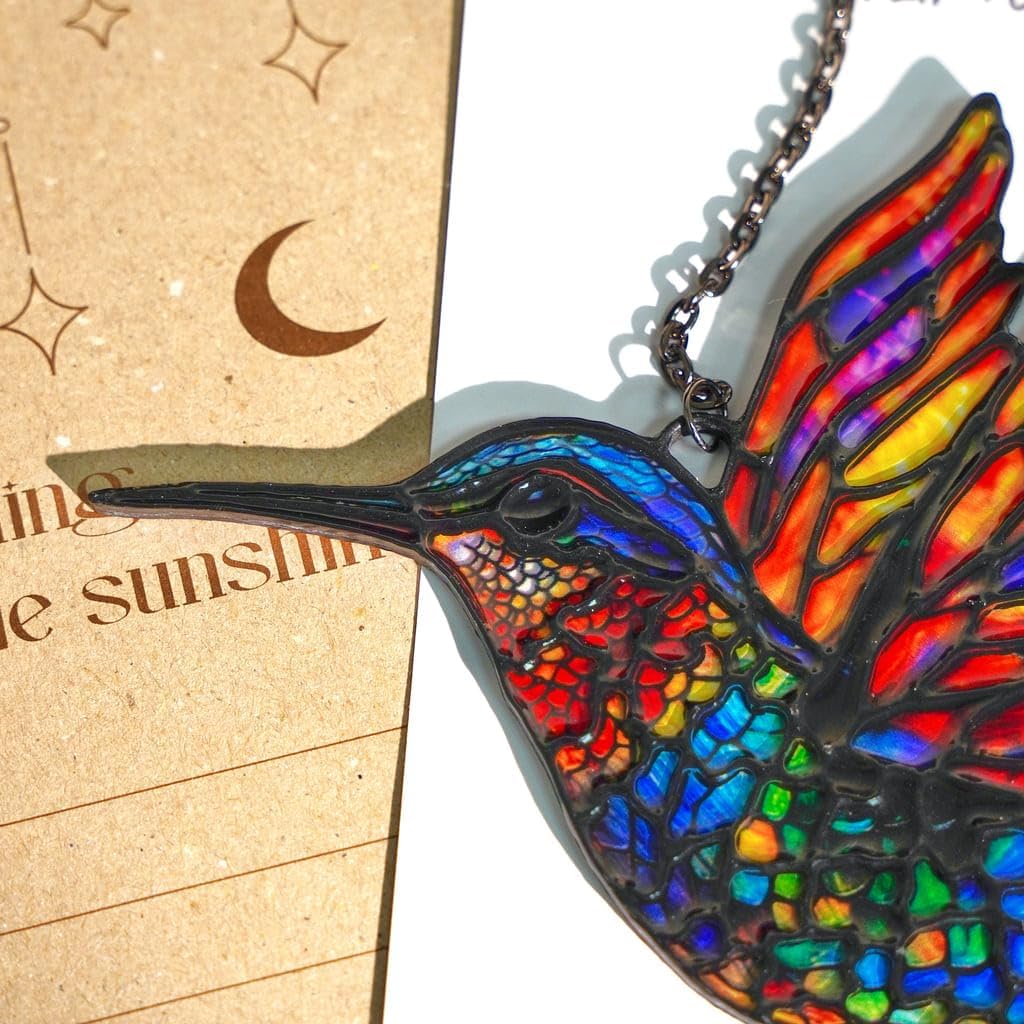 Hummingbird Handmade Artisan Resin Sun Catcher Stained Glass Effect Christmas Window Hanging Ornament Garden Decor