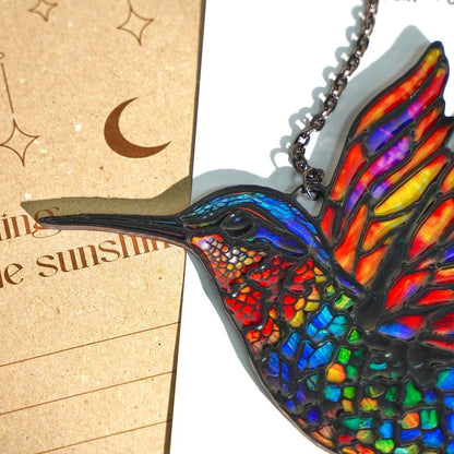 Hummingbird Handmade Artisan Resin Sun Catcher Stained Glass Effect Christmas Window Hanging Ornament Garden Decor