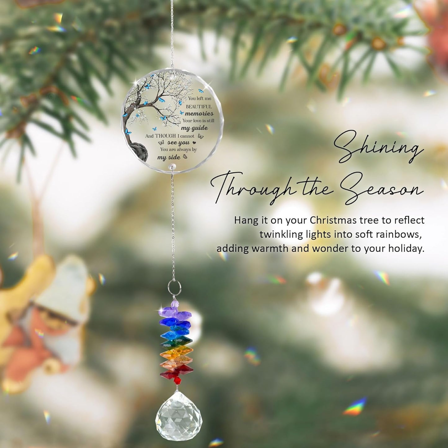 Memorial Suncatcher - Sympathy Gift for Loss of Loved One - Crystal Rainbow Maker - Bereavement Keepsake - Hanging Crystal Decor - Loss of Family Friend Pet - Ornament