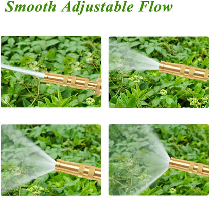 Garden Hose Nozzle Bundle with Shut-Off Valve Set High-Pressure Heavy Duty Brass Adjustable Spray 3/4" GHT for Patio Garden Hose Sprayer (2PackSet)