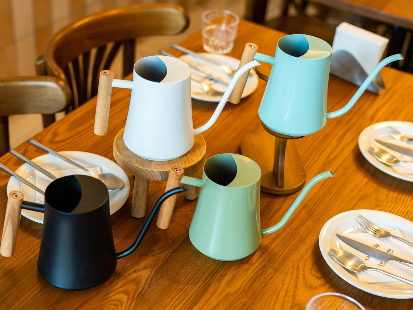 Green Moon Water Can Indoor Plant Black 35oz with Long Spout Mini Water Can Indoor Metal Watering Can Pot for Indoor House Plant Bonsai Outdoor Garden Flowers Modern Decorative