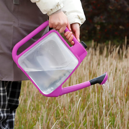 6L Foldable Clear Plastic Watering Can with Rotating Nozzle Long Spout Ideal for Indoor and Outdoor Gardening - Purple
