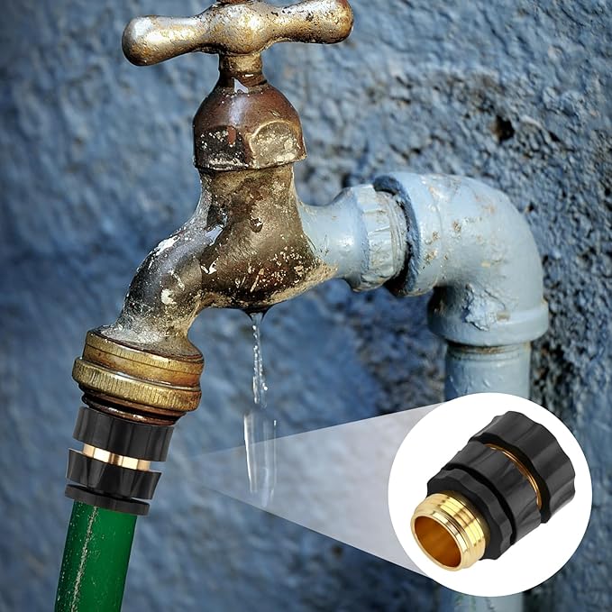 Quick Connect Hose Fittings Male and Female Set, 3/4 Inch Aluminum Garden Hose Fitting Quick Connector with Rubberized Grips, Water Hose Connector for Garden (6 Set)