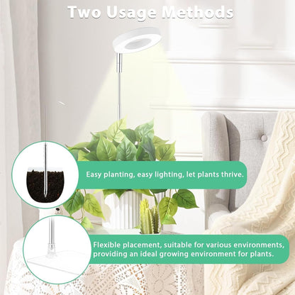 yadoker Halo Plant Grow Light,yadoker LED Growing Light Full Spectrum for Indoor Plants,Height Adjustable, Automatic Timer, 5V Low Safe Voltage,Idea for Small Plants(3 Pack)