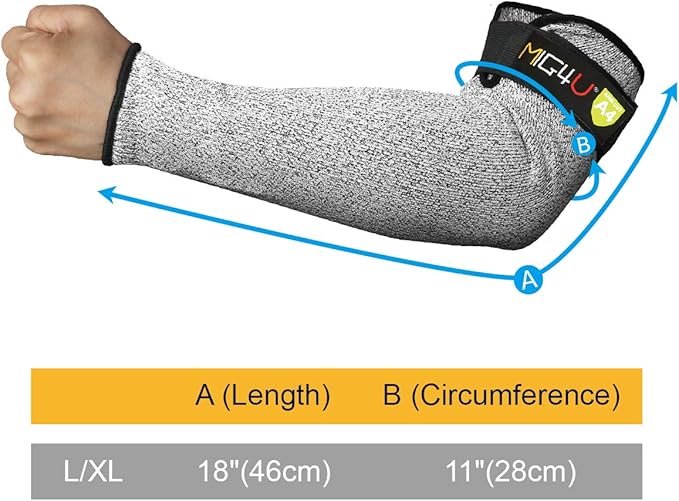 MIG4U 1 Pack Cut Resistant Sleeve Safety Protection Arm Guards No Thumb Shot, Adjustable fit for Men and Women Yard Work,Construction,Farm,Gardening 18 inches