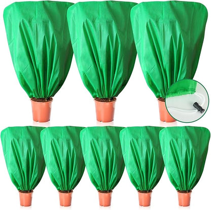 8 Pcs Plant Covers Frost Protection Bag 47" x 31.5" Winter Reusable Plants Jacket with Drawstring Shrub Protection Wraps Bags Frost Blanket for Winter Outdoor Garden Plants