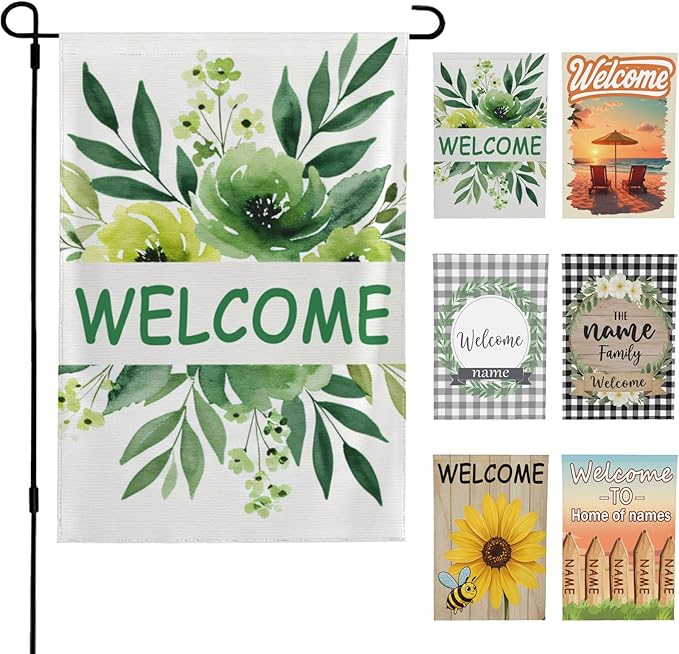 Custom Welcome Garden Flag for Outdoor Personalized Welcome Yard Flags Decor Customized Flag Add Your Own Picture/Text House Lawn Banner Double Sided Home Wall Decoration 12.5x18 28x40