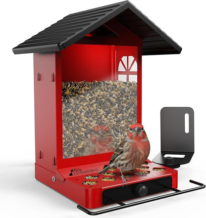 All-Metal Bird Feeder, Wall & Pole Mountable, 2.4L Large Capacity, Heavy-Duty Chew-Proof & Weather-Resistant Design, Easy to Clean & Fill, Attracts Wild Birds for Backyard & Garden