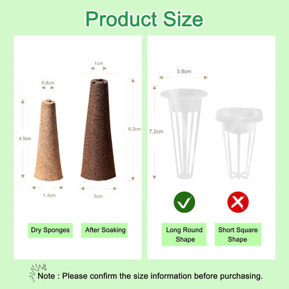 100 Pack Grow Sponges Replacement for Hydroponics Growing System Compatible with AeroGarden, iDOO Seed Pods Kit with A&B Nutrient Plant Food, 10 Plant Labels and 1 Tweezers