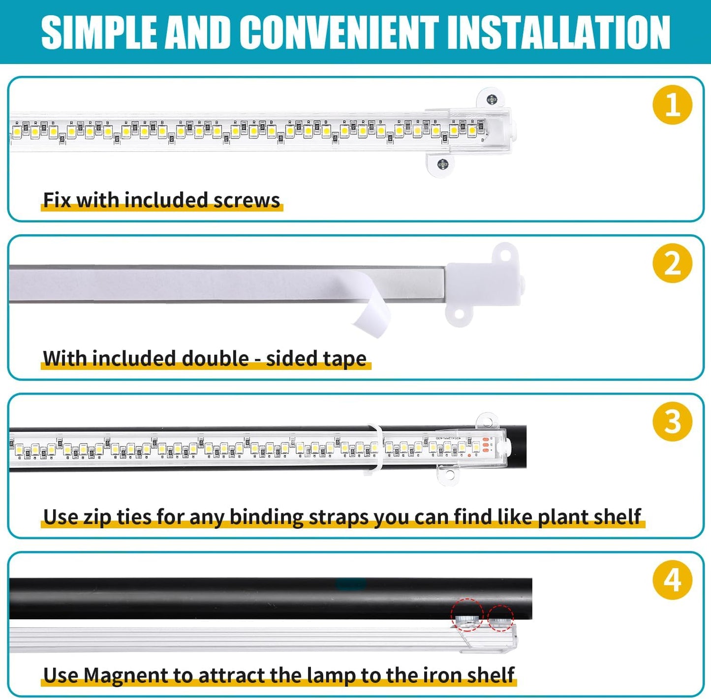 LED Grow Light Strips for Indoor Plants Full Spectrum 3500K, 96 LEDs Plant Light Bar with 3/9/12H Timer, 10 Dimmable Levels for Seedling Succulent, 13 Inches 2 Head