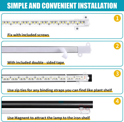 LED Grow Light Strips for Indoor Plants Full Spectrum 3500K, 96 LEDs Plant Light Bar with 3/9/12H Timer, 10 Dimmable Levels for Seedling Succulent, 13 Inches 2 Head