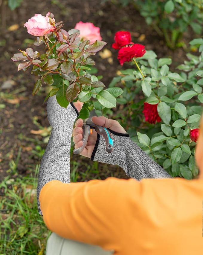 Evridwear Protective Arm Sleeves Cut Resistant Farmers Sleeves for Men Work, Gardening, Farming, Arm Protectors for Thin Skin and Bruising (Small, With Thumb Hole) 5 Pairs