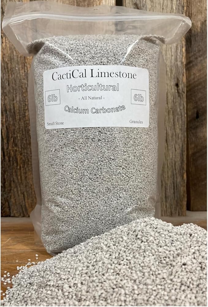 CactiCal Limestone - Crushed Calcium Carbonate - Cactus Soil - Drainage Bonsai Succulents - Pumice Alternative (6 Pound)