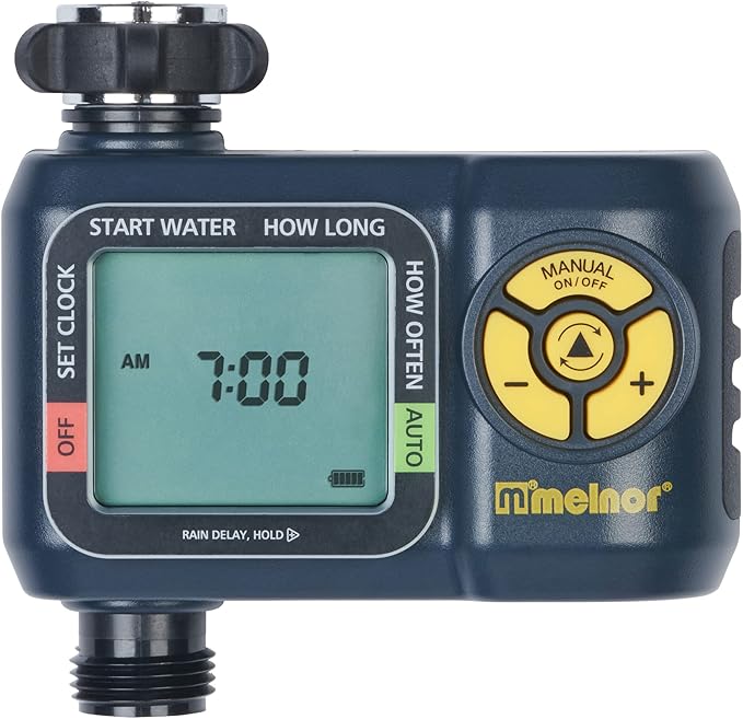 Melnor 65138AMZ AquaTimer Digital Hose Timer, 1-Zone Timer, QuickConnect Bundle, Black, Yellow