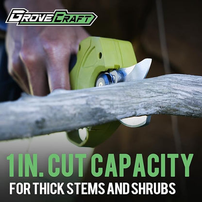 20V 2-in-1 Brushless Pole Pruning Shear with 2 Battery, Battery Powered Cordless Electric Pruning with Lubricant, 1-Inch Cutting Diameter Tree Pruner(Fast Charger Included)