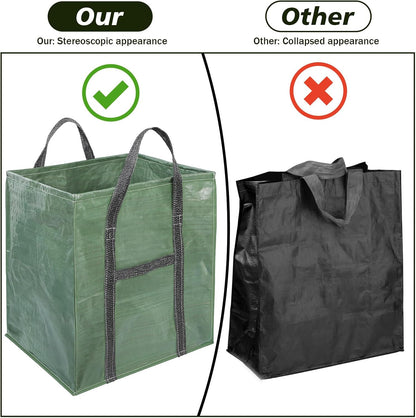 2 Pack 66 Gallons Reusable Yard Waste Bags, Upgrade Heavy Duty Foldable Garden Leaf Bag, Self-Standing Lawn Bags with Reinforced Handles, Keep Upright (23.6" L × 23.6" W × 27.5" H)