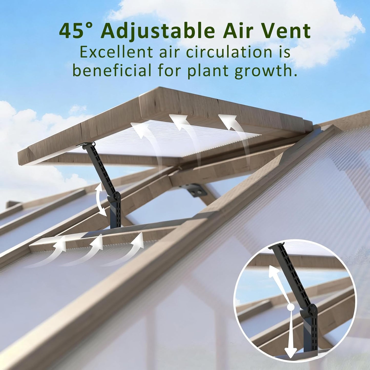 Greenhouse for Outdoor, 6x8ft-8x12ft Wooden WAK-in Greenhouse Kitwith 6MM Thick Polycarbonate Panel, Lockable Door & Adjustable Roof Vent ，Backyard Garden ﻿ (Light Mocha Brown, 8*12FT)