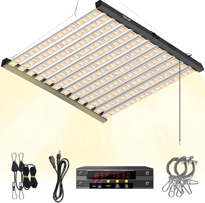 SZHLUX 800W LED Grow Light 7×7ft with Timer and Temp Control, Full Spectrum UV&IR Grow Lamp with 2304 Diodes, Sunlight Plant Light for Seedling Veg and Bloom Grow Light Fixtures