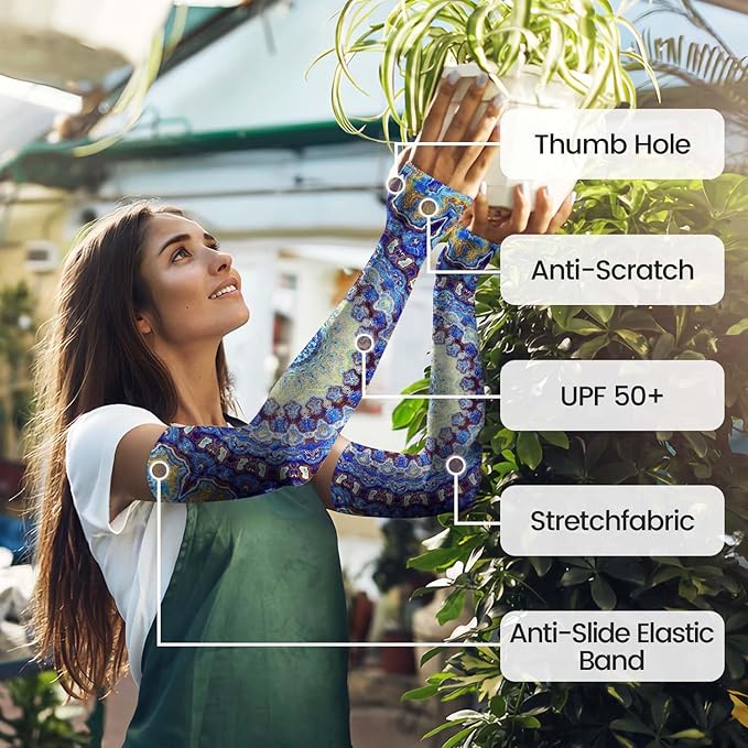 Gardening Sleeves Farm Sun Protection Arm Cooling Sleeves Thorn Proof Garden for Women Men with Thumb Hole