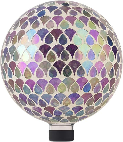 Alpine Corporation HGY438 Outdoor Mosaic Glass Gazing Globe with Colorful Teardrop Design, 10" Diameter, Multicolor