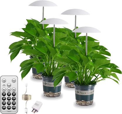 LED Grow Light for Indoor Plants 4 Pack, Intelligent USB Small Plant Lights with Remote Controller, Height Adjustable, Automatic Timer, Ideal for Home Decoration